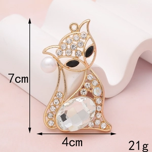 Funkelnder Kristall Fuchs Anhänger für DIY, Maße mit 7cm Höhe und 4cm Breite detailliert