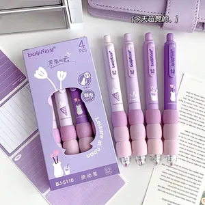 Detail of 0.5mm ST nib pens with quick-dry ink and purple ergonomic sponge grips