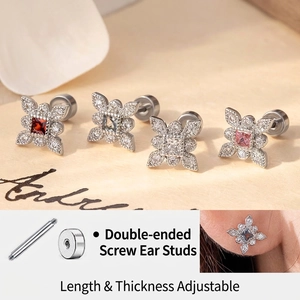 Orecchini A Lobo Fiore Vintage Con Zircone Perno In Acciaio Al Titanio Chiusura A Vite Gioielli Eleganti Per Donna
