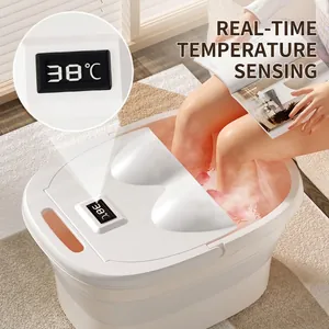 Foldable Foot Bath Bucket Portable Massage Tub With Digital Temperature Display PP TPE For Home Spa Adult Soaking