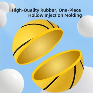 Elastic yellow rubber basketball toy with hollow one-piece injection molding structure