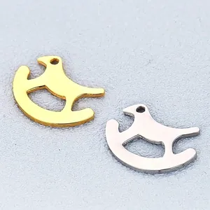 Pendentif Cheval À Bascule Acier Inoxydable Accessoire Fabrication Bijoux DIY Style Dessin Animé Pour Collier Or Argent