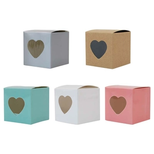 Small European Style Heart Shaped Window Candy Boxes Paper Gift Packaging For Wedding Party Favors Foldable