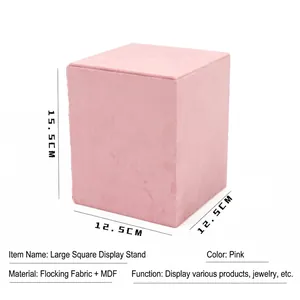 Pink velvet jewelry display pedestal stand for necklace showcase 15.5cm large size