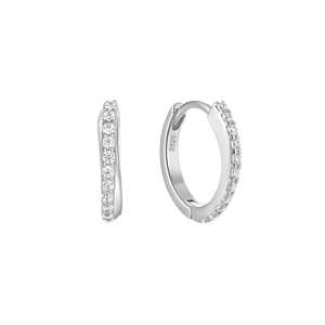 S925 sterling silver hoop earrings with octagonal star design and cubic zirconia stones