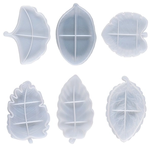 6-piece leaf shaped silicone molds for DIY resin trays including ginkgo and maple designs