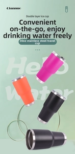 Detailed view of colorful 30oz double-walled stainless steel car cups with lids