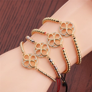 Infinity Bracelet Copper Zircon Adjustable Braided Rope Chain Fashion Accessory For Women Men