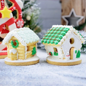 Patterned Gingerbread House Cookie Cutter Molds Mini Christmas 3D Plastic DIY Baking Tools Holiday Decor
