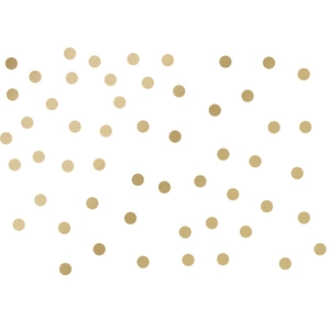 Detail of DIY self-adhesive wall stickers with metallic gold dot patterns on white background