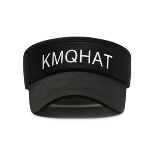Black outdoor sports sun visor with large brim and white KMQHAT letter print