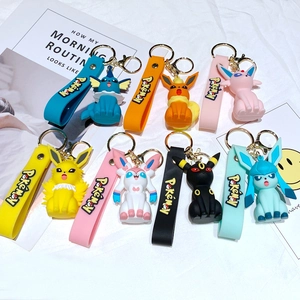 Pokémon Eevee Evolutions silicone keychain collection with colorful wrist straps.
