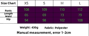 Tableau des tailles pour ensemble blazer croisé et pantalon évasé en polyester