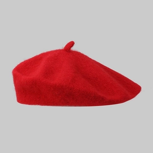 Classic red wool beret hat for women with a vintage elegant style and soft texture