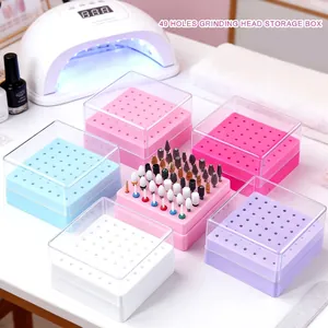 Nail Drill Bit Storage Box ABS Plastic Acrylic Multi Slot Dustproof Organizer For Manicure Tools Professional Case