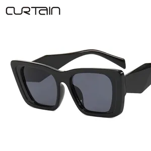 Retro square black frame sunglasses with dark lenses and durable metal hinges