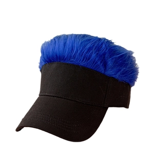 Unisex baseball cap featuring a creative blue wig design on top for parties and golf