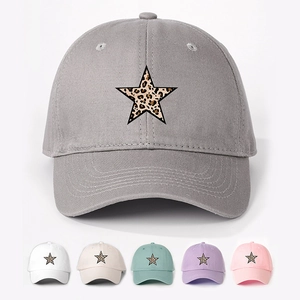 Baseball Cap Leopard Print Star Polyester Adjustable Sun Protection Casual Outdoor Sport Hat Women Men