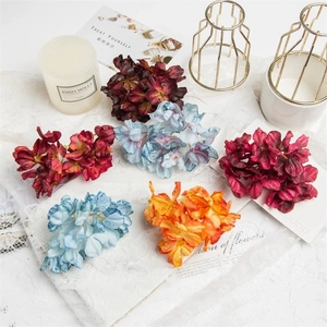 Artificial Hydrangea Flower Heads Realistic Satin Faux Floral DIY Wreath Home Wedding Decoration Photography Multi Color