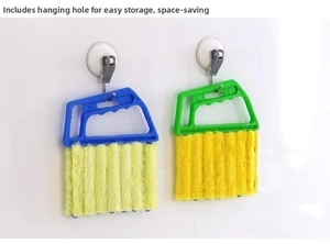 Detail of 7-roller blind cleaners hanging on wall for easy space-saving storage