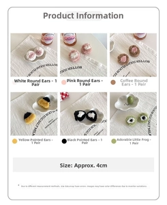 Close-up of cute plush animal ear hair clips in multiple colors and cartoon styles
