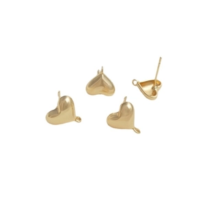 14K gold filled heart stud earrings with open rings for DIY jewelry making