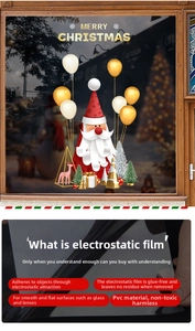 Details von statischen Weihnachtsaufklebern aus PVC für Glasflächen ohne Klebereste