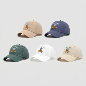Kids quick-dry baseball caps with dinosaur embroidery in five assorted colors
