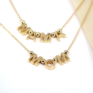 Elegant gold MAMA and MOM letter pendant necklaces for women as Mother's Day jewelry gifts
