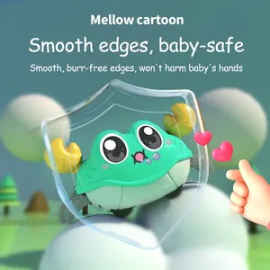 Cartoon crab toy with smooth edges and 3D design for safe baby play in green