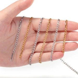 Flat Cuban NK link chains in gold and silver stainless steel finishes for jewelry making