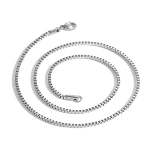 Minimalist 2mm silver stainless steel box chain necklace with durable lobster clasp