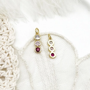 18K gold plated lightning rainbow pendant with pink gradient stones for jewelry making