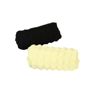 Large popcorn fabric pencil case and cosmetic bag in cream yellow and black colors