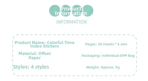 Detailed specifications for gradient index sticky notes with 120 sheets in OPP packaging