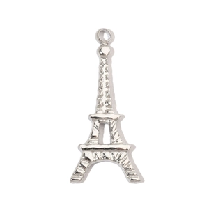 Silver Eiffel Tower charm pendant in polished stainless steel for DIY jewelry making