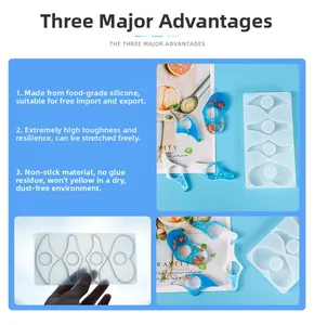 Close-up of flexible heart and wave silicone resin molds for DIY book thumb rings