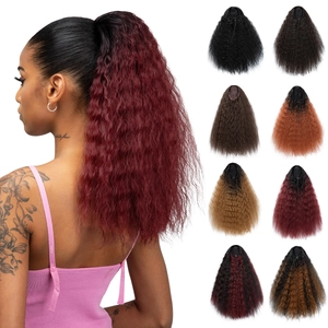 Long Kinky Curly Drawstring Ponytail Extension High Temperature Synthetic Fiber Heat Resistant Hairpiece For Women