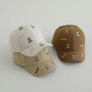 Casquettes de baseball en coton pour enfants avec broderie ours et oursons
