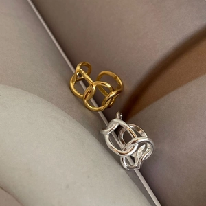 Minimalist S925 sterling silver chain link rings in gold and silver finish for women