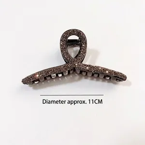 11cm large rhinestone shark hair claw clip in dark matte finish for elegant hairstyling