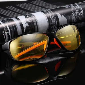 Polarized night vision cycling glasses with yellow lenses and black sporty frame