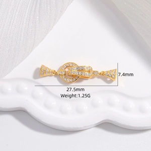 Gold S925 silver lobster clasp with clear stones for DIY jewelry making 27.5mm