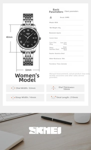 Detail view of quartz watch with black textured dial and silver stainless steel strap