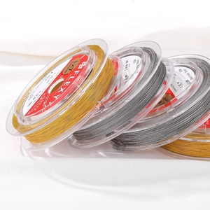 Rolls of 1x7 strand stainless steel beading wire in gold and silver, 100m length