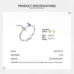 Minimalist S925 sterling silver open ring featuring marquise zircon and blue sapphire gemstone