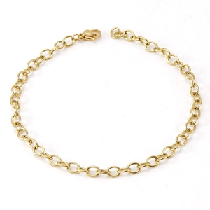 Minimalist gold chain link bracelet with lobster clasp on a clean white background