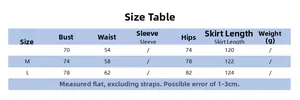 Size chart for strapless bodycon dress detailing bust waist and hip measurements
