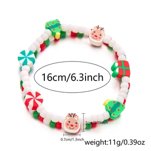 Detailed view of Christmas beaded bracelet with size metrics and festive charms
