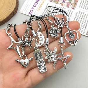 Vintage silver alloy spider and moon charms collection for DIY jewelry making